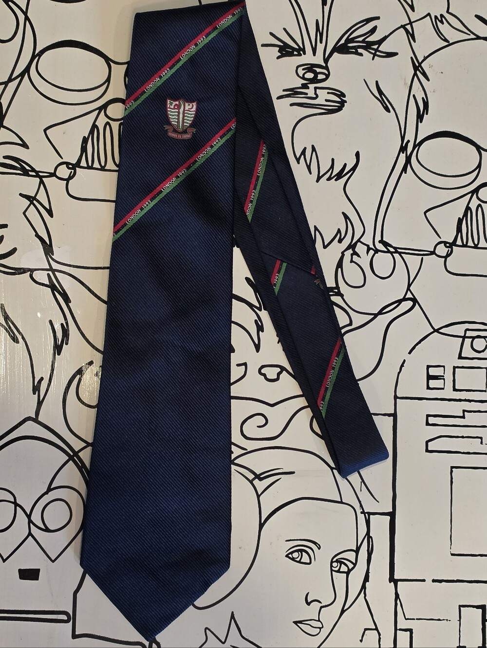 VTG Kent & Curwen Silk Tie London 1993 Club Crest Navy Necktie Made in England
